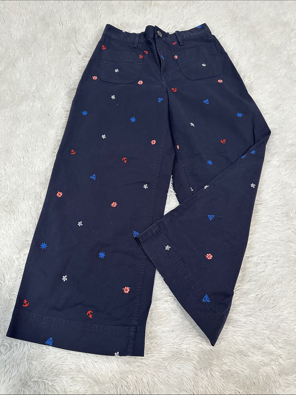 🌴 NWT Free Assembly Nautical Embroidered Wide Leg Pants